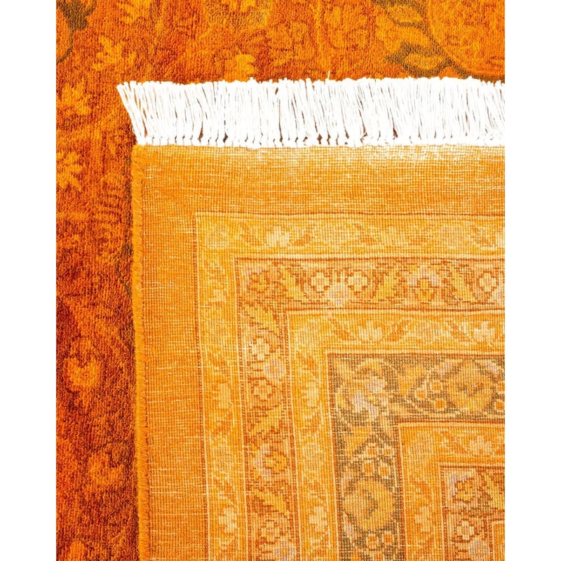 Overton Handknotted Wool Vintage Inspired Contemporary Overdyed Orange Area Rug - 18' 2" x 11' 10"