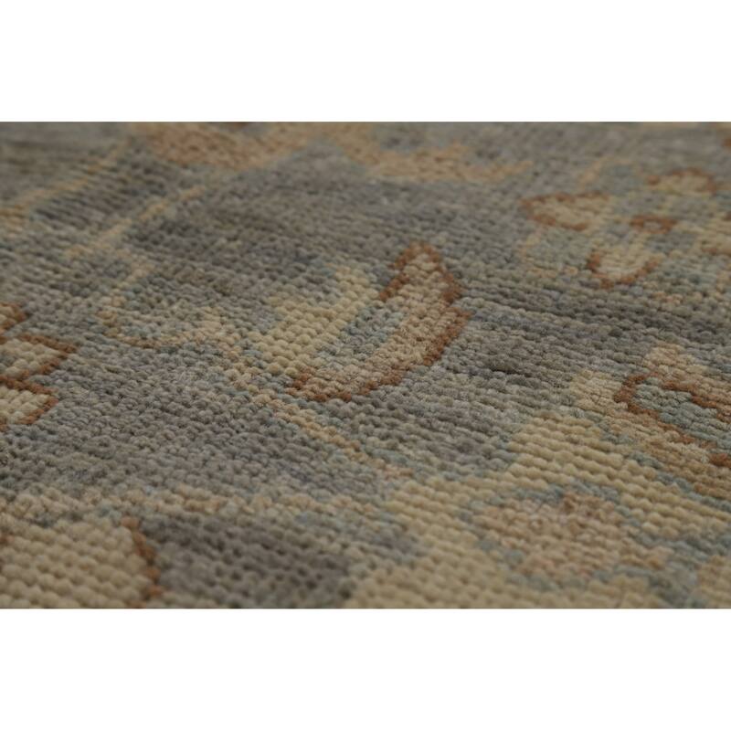 Hand Knotted Oriental 100% Wool Carpet Transitional All-Over Greys & Charcoal Oushak Area Rug - 12' 2'' X 9' 0''
