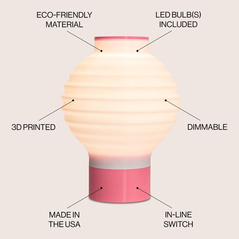 Asian Lantern 15" Vintage Traditional Plant-Based PLA 3D Printed Dimmable LED Table Lamp, by JONATHAN Y