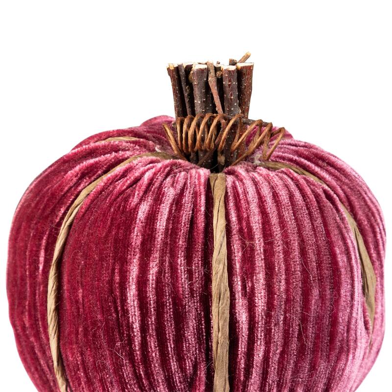 Ribbed Mini Pumpkin Fall Harvest Decorations - 3.5" - Wine Red - Set of 3