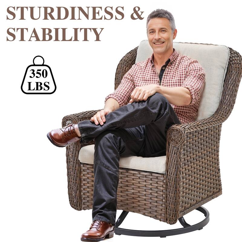 2 Piece Outdoor Swivel Chairs with Cushion