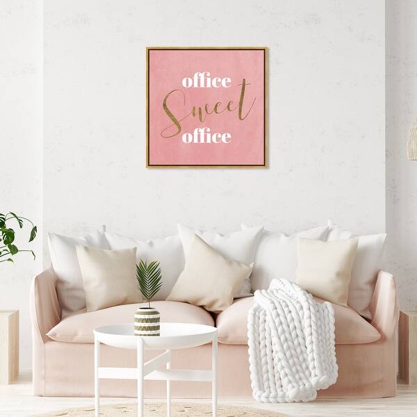 Oliver Gal Office Sweet Office Typography And Quotes Wall Art Framed Canvas Print Motivational Gold Pink Overstock 32481890