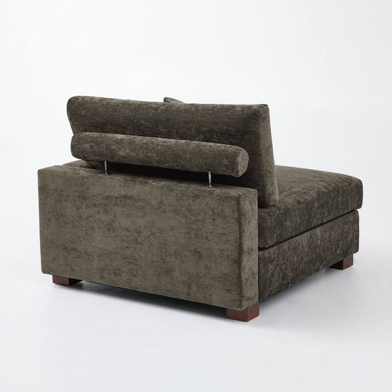 Chenille Upholstered Armless Accent Chair With Plush Cushion