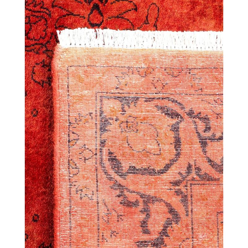 Overton Hand Knotted Wool Vintage Inspired Modern Contemporary Overdyed Red Area Rug - 4' 1" x 5' 10"