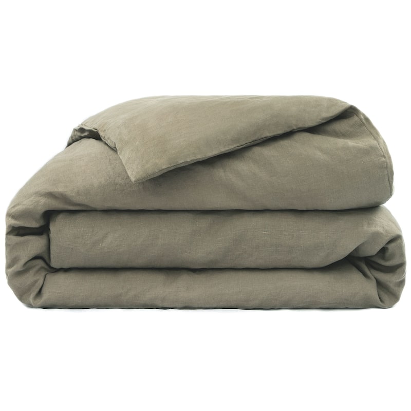100% French Linen Duvet Cover by BOKSER HOME - Moss - Twin