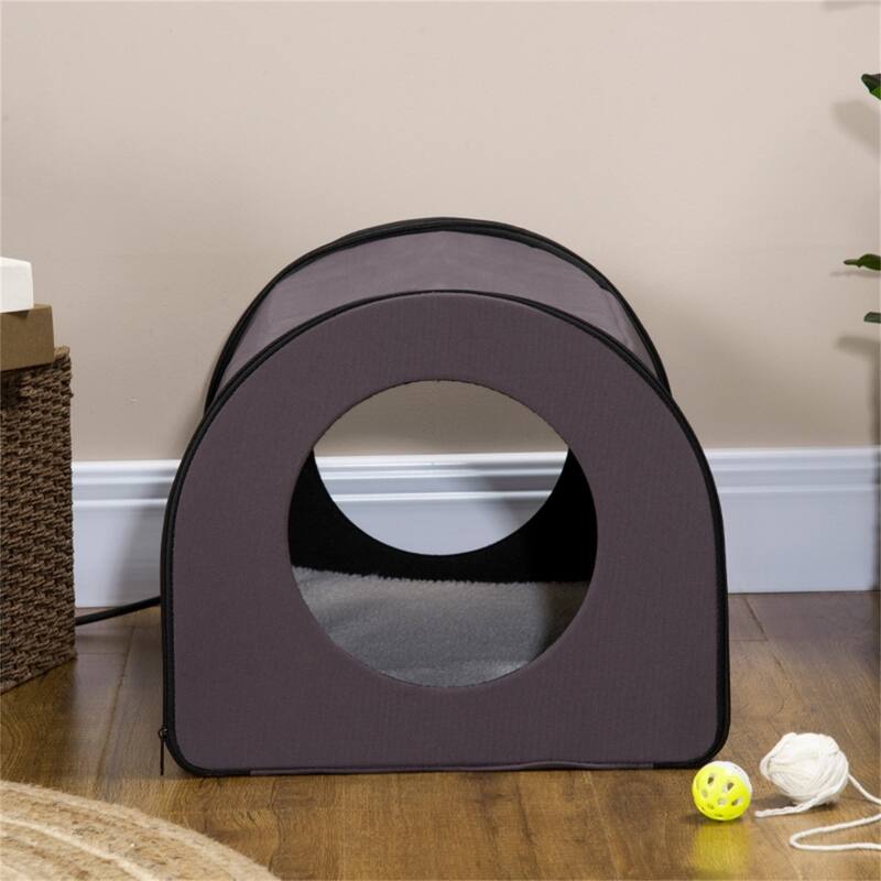 Cozy Heated Indoor Cat House with Dual Exits for Warmth and Safety - 21.25"L x 15.75"W x 13.5"H