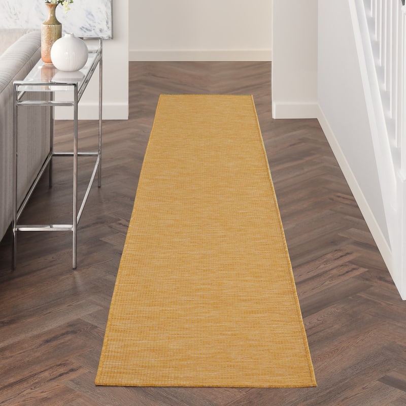 Nourison Positano Casual Modern Indoor/Outdoor Rug - 2'2" x 12' Runner - Yellow