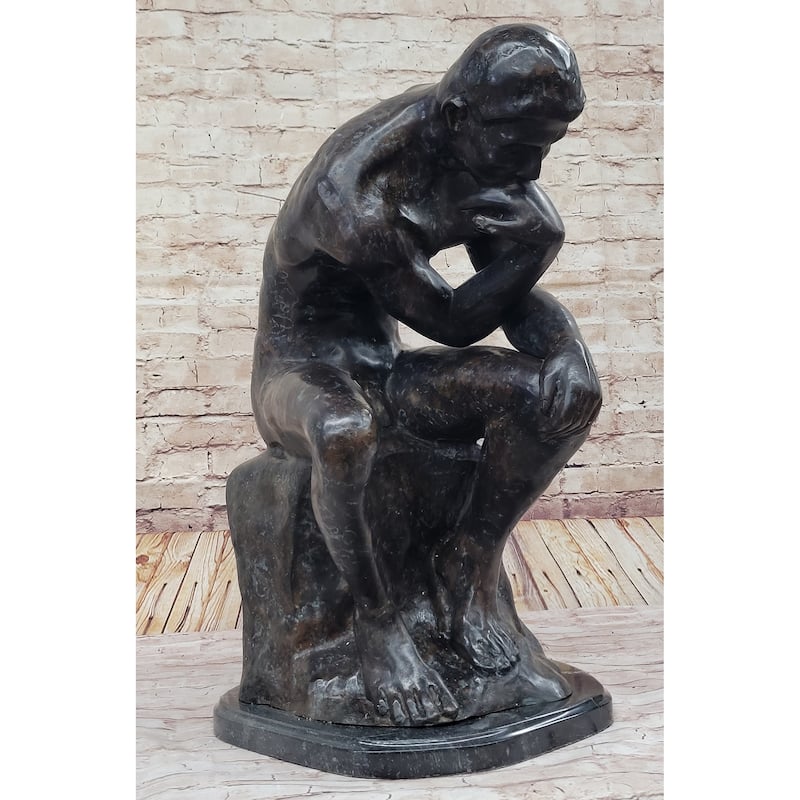 The Thinker Thinking Man Auguste Rodin Bronze Statue Sculpture Replica 24 Inches X 14 Inches