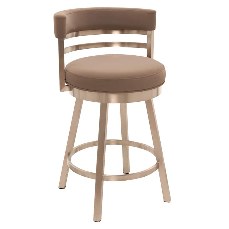 Tempo Furniture Camden Swivel 26" Counterstool w/ Fully Welded Metal Frame (Commercial Grade) by Furnish Theory (Various Colors) - Brushed Stainless Steel & Graphite Silk