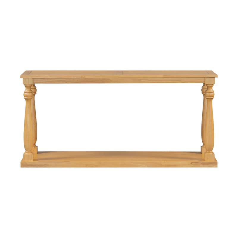 Vintage Wood Grain Console Table with Bottom Shelf and 4 Vase Legs, Suitable for Entryway, Hallway, Living Room, Bedroom
