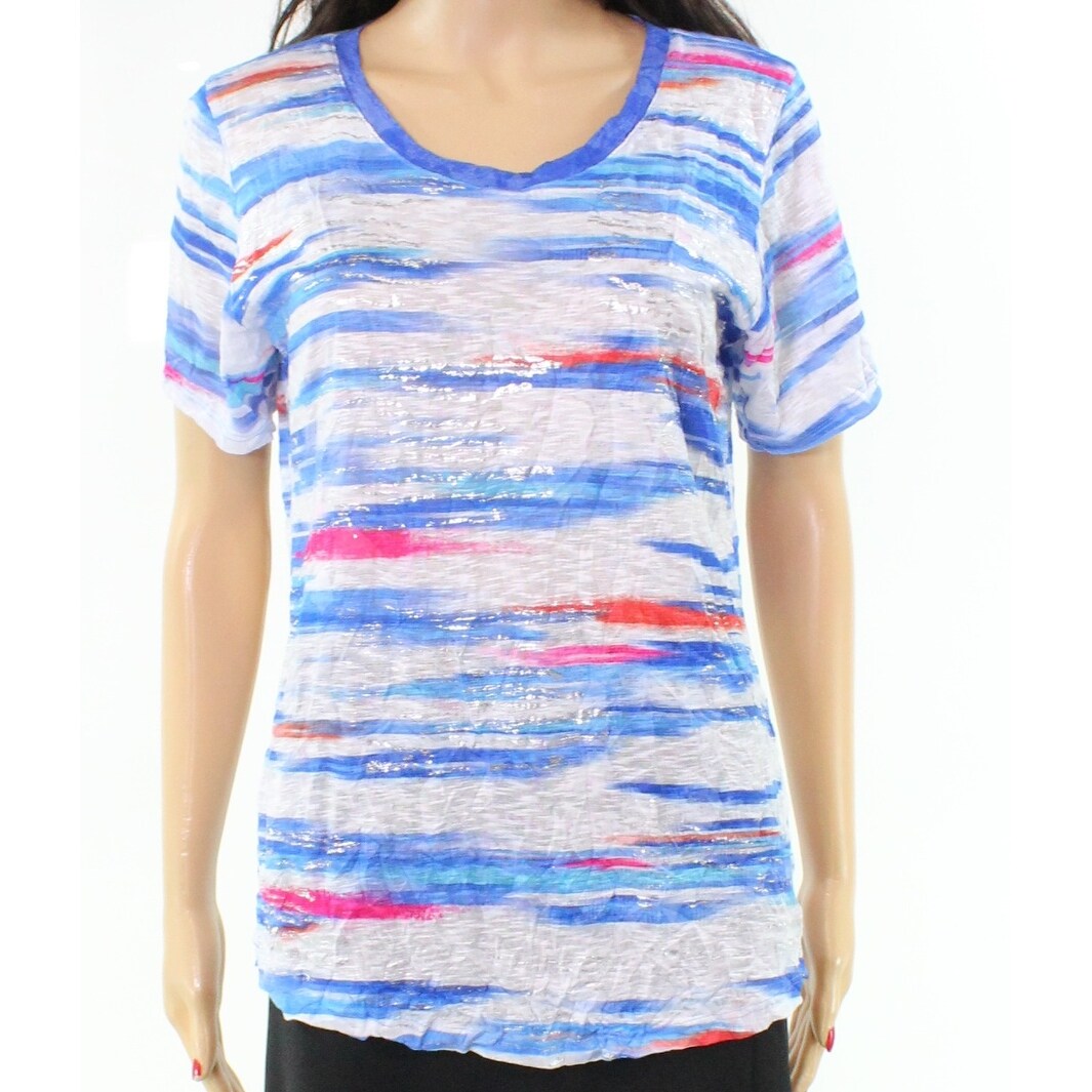 Shop David Cline New Blue Abstract Print Women S Xl Scoop Neck