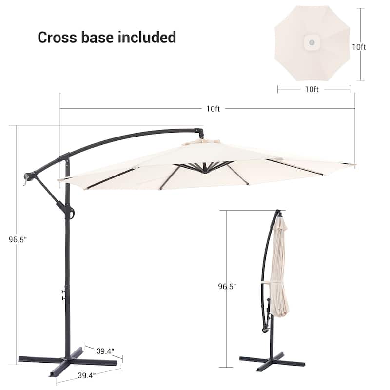 LIVOOSUN 10ft Patio Offset Umbrellas,Hanging Market Patio Umbrella