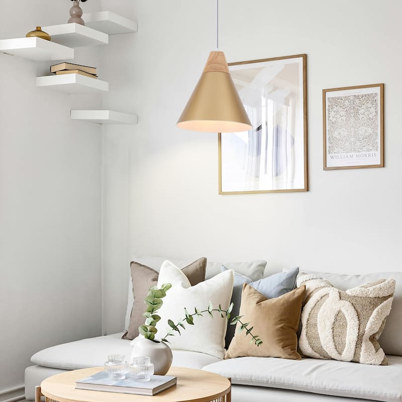 Farmhouse Pendant Light Fixture with Wood and Metal for Kitchen, Hallway,Living Room