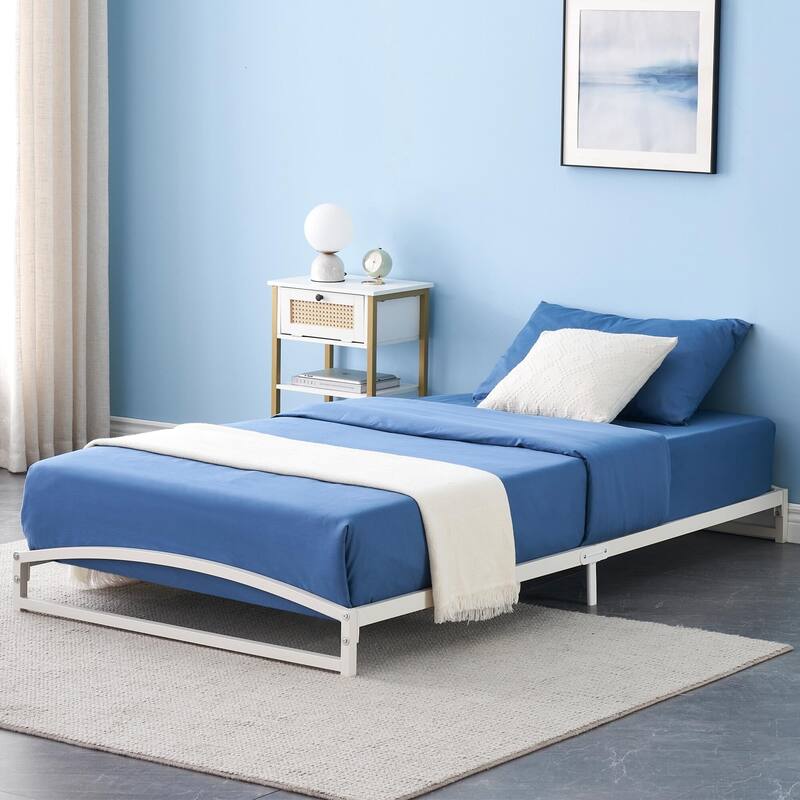 Low Bed Frame，Metal Platform Bed Frame with Arch Design