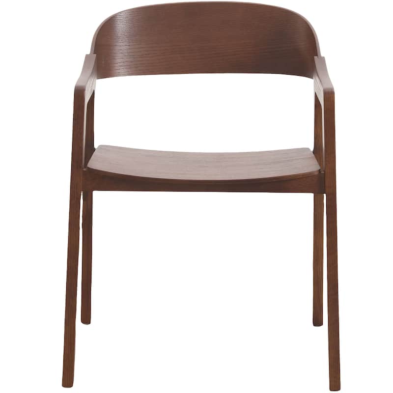 Dining Chair in Oak Wood with Open Back Design and Armrests Set of 2 Rivo Series