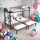 preview thumbnail 1 of 11, Twin Size Metal Triple Twin Bunk Bed Can Be Separated into 3 Twin Beds/Bunk Bed for Three/ Safety Guardrail Black