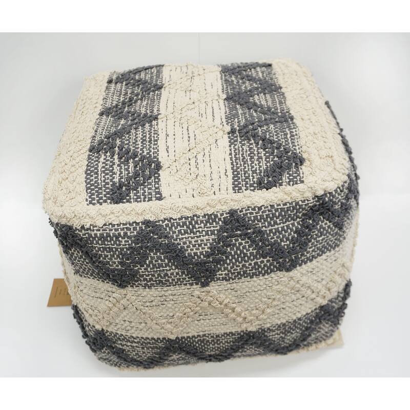 Home&Manor Wool Cotton Mariotti Chevron Pouf