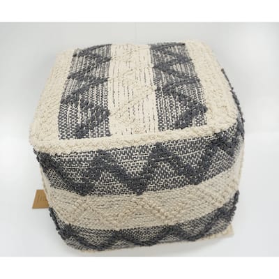 Home&Manor Wool Cotton Mariotti Chevron Pouf