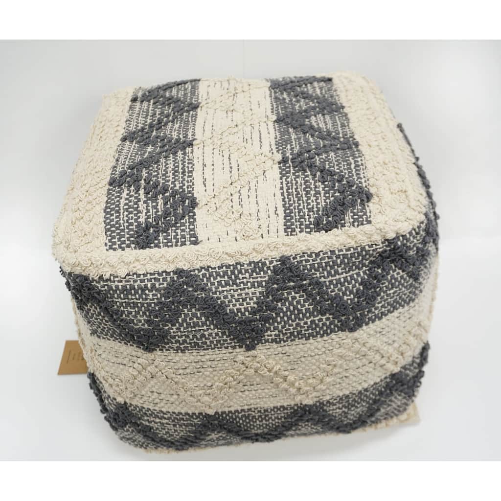 Home&Manor Wool Cotton Mariotti Chevron Pouf