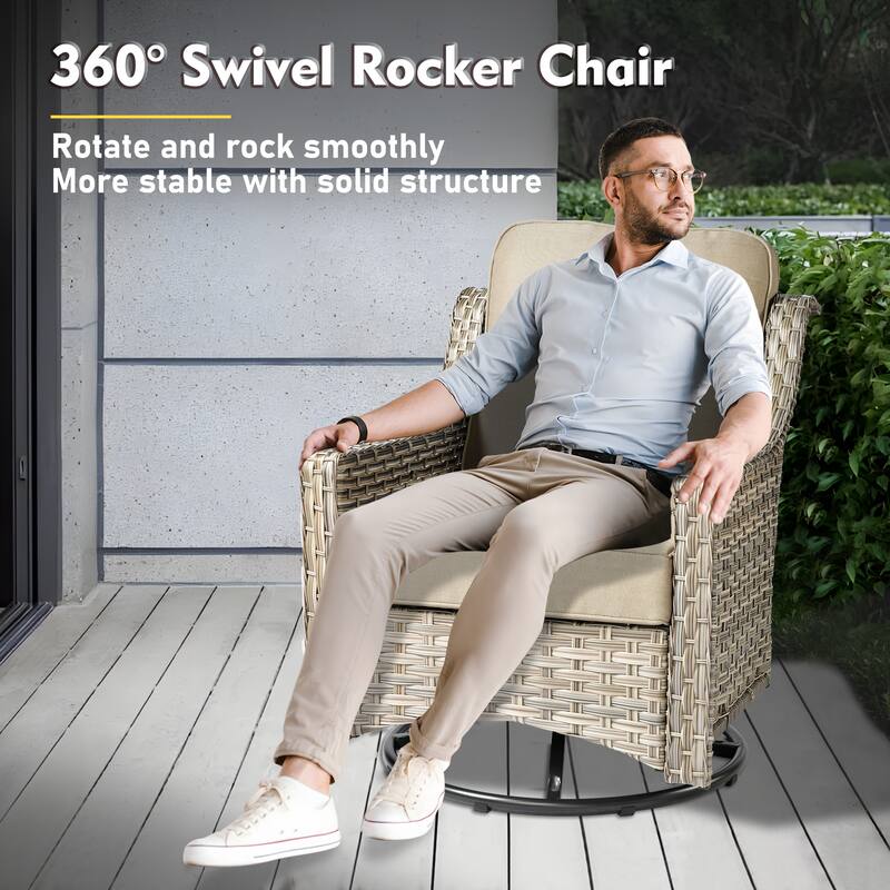 XIZZI 11-piece Patio Rattan Wicker Furniture Set with Fire Pit Table