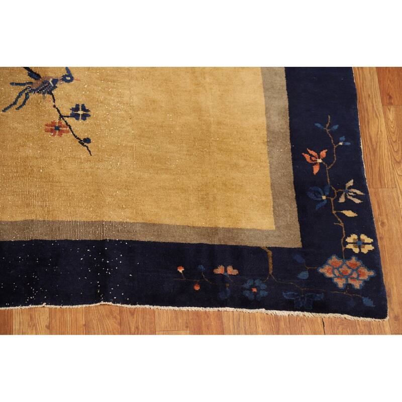 Vegetable Dye Art Deco Chinese Vintage Rug Hand-Knotted Wool Carpet - 6'0"x 11'8"