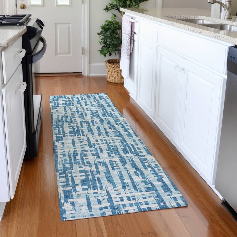 Premium Washable Super Soft Abstract Weave Mayfield Rug - Teal - 2'3" x 7'6"