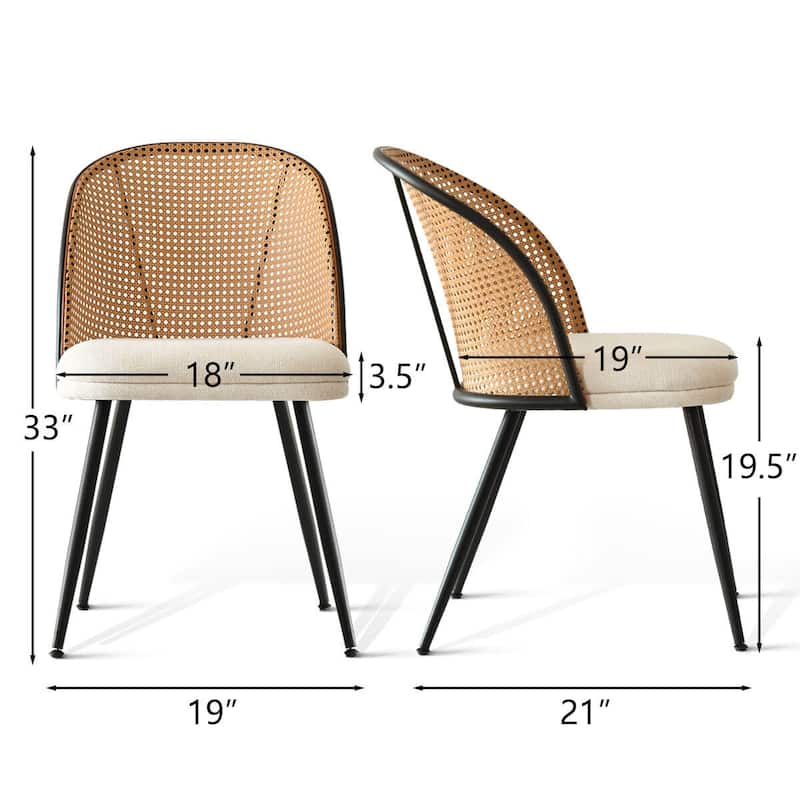 Upholstered Faux Rattan Dining Chairs (Set of 4)