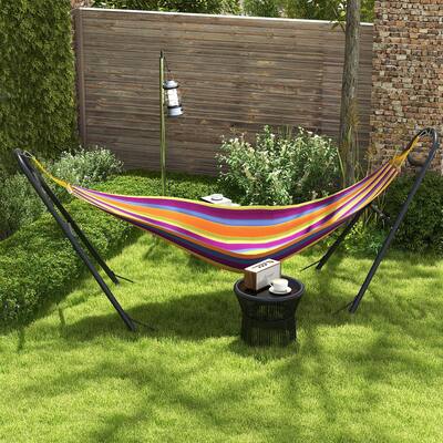 Outsunny Hammock Stand, Portable Adjustable Steel Frame Hammock Stand with Weather Resistant Finish