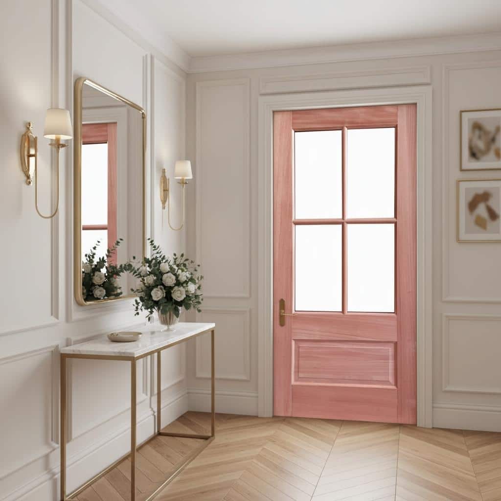 Solid Mahogany 4-Lite Entry Door with Low-E Glass