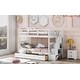preview thumbnail 3 of 17, Cabin Design Twin Over Twin Wood Bunk Bed,Three Drawers Under-Bed and Shelf Besides Staircase