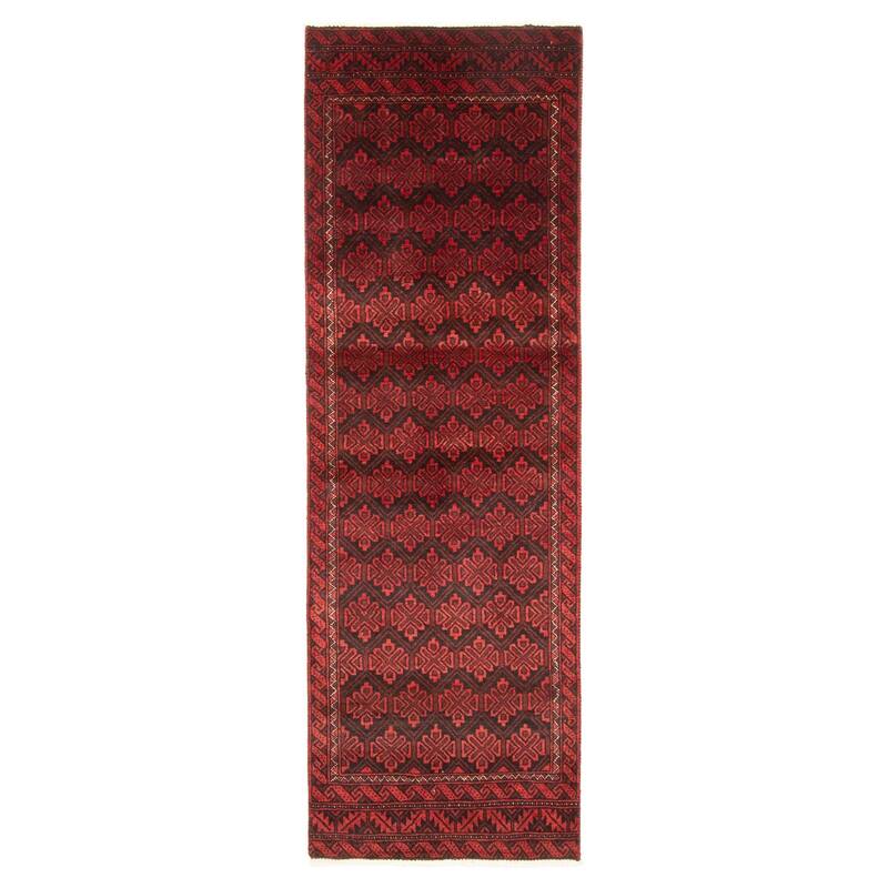 ECARPETGALLERY Hand-knotted Baluch Dark Brown Wool Rug - 2'1 x 6'3