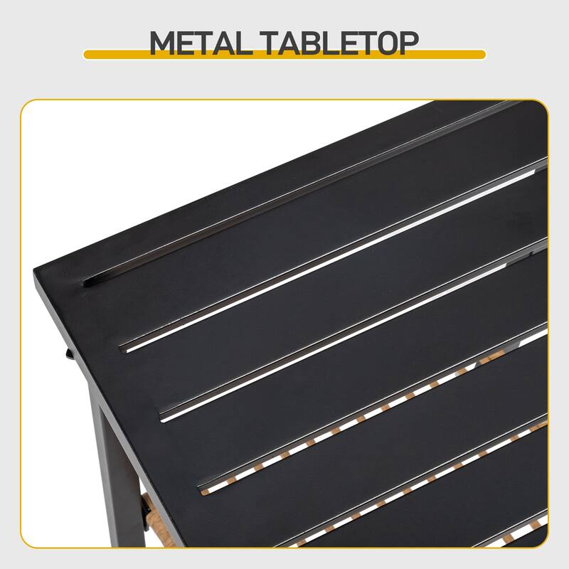 3-Piece Beige Patio Bistro Set with Rattan Rocking Chairs and Coffee Table Outdoor Furniture