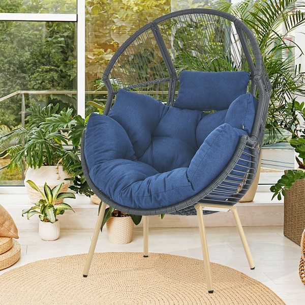 Outdoor Egg Chair with Ottoman with Stand and Cushion - Bed Bath