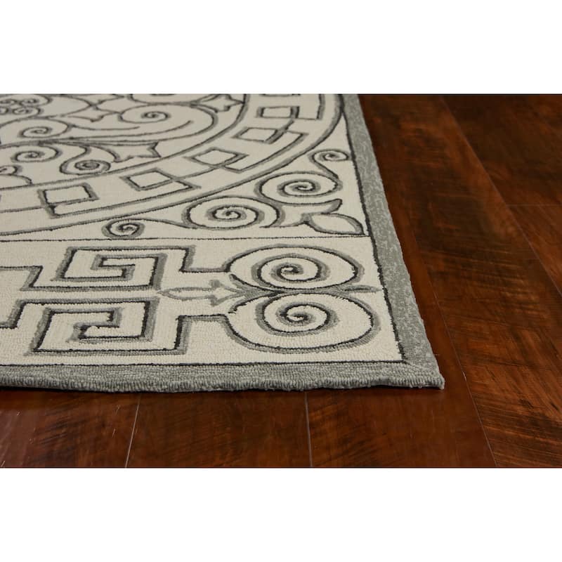 Domani Trails Hand-Hooked Contemporary Medallion Indoor / Outdoor Rug