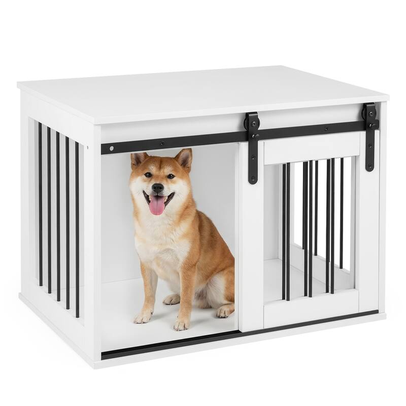 Gymax Dog Crate Furniture 31.5'' Heavy Duty Dog Kennel w/Sliding Barn