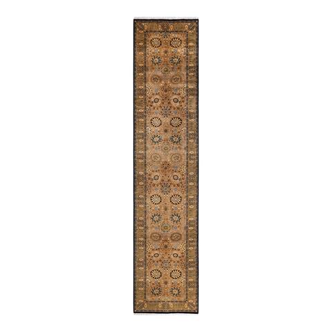 Hand Knotted Traditional Oriental Wool Brown Area Rug - 3' 0" x 14' 5"