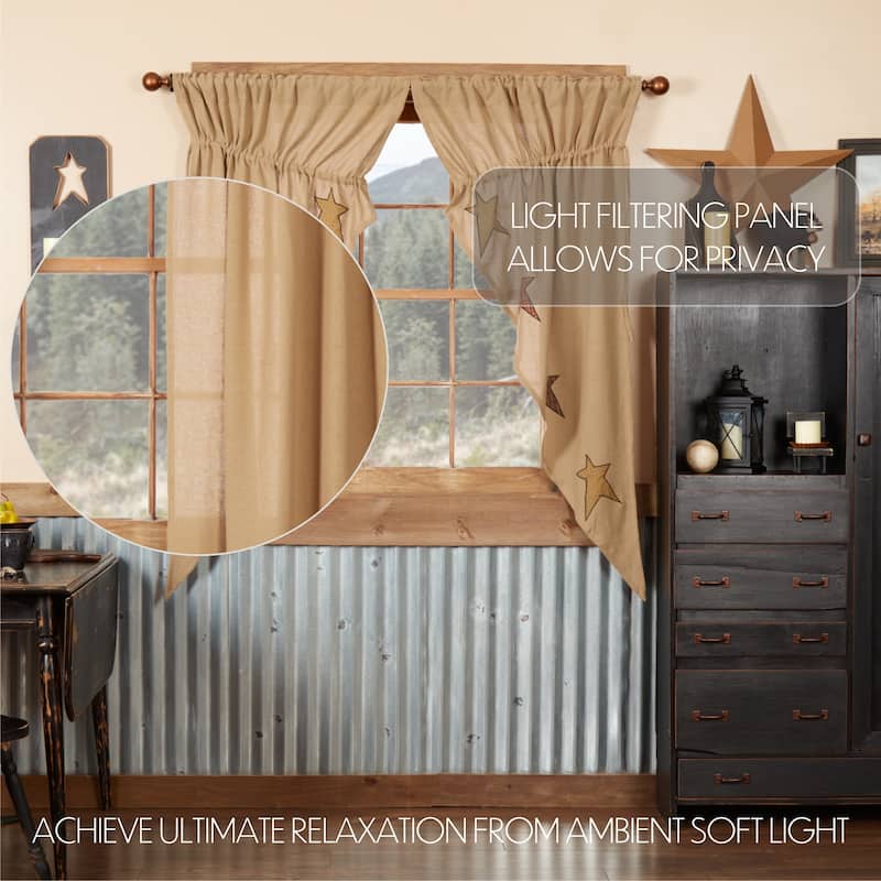 Sawyer Mill Charcoal Plaid Prairie Short Panel Set of 2 - Prairie Panel 63x36 - Dark Tan/Coal Black