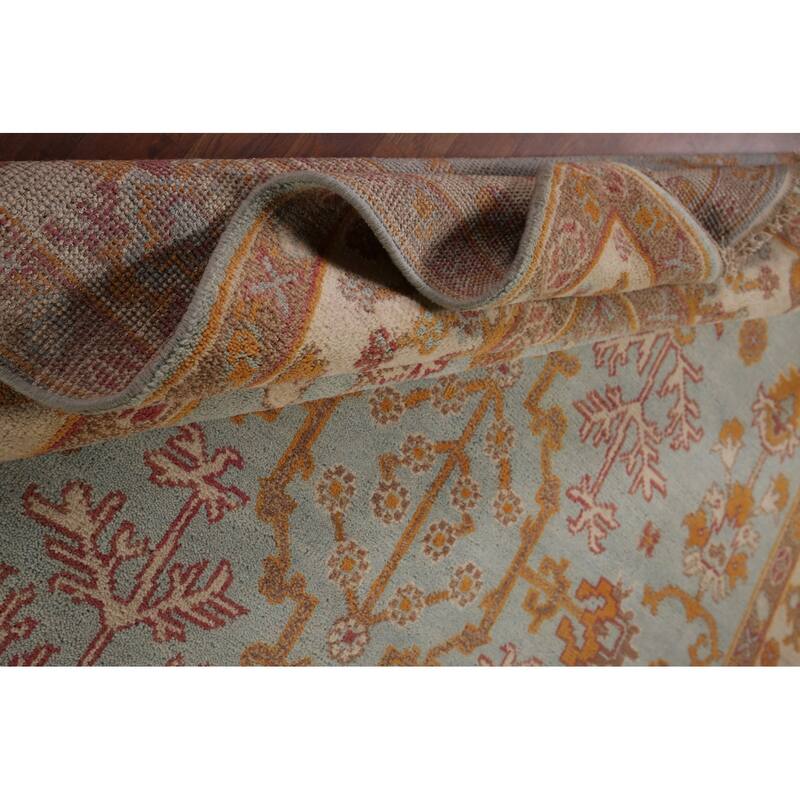 Light Blue Oushak Indian Area Rug Hand-Knotted Oriental Wool Carpet - 8'0"x 10'0"