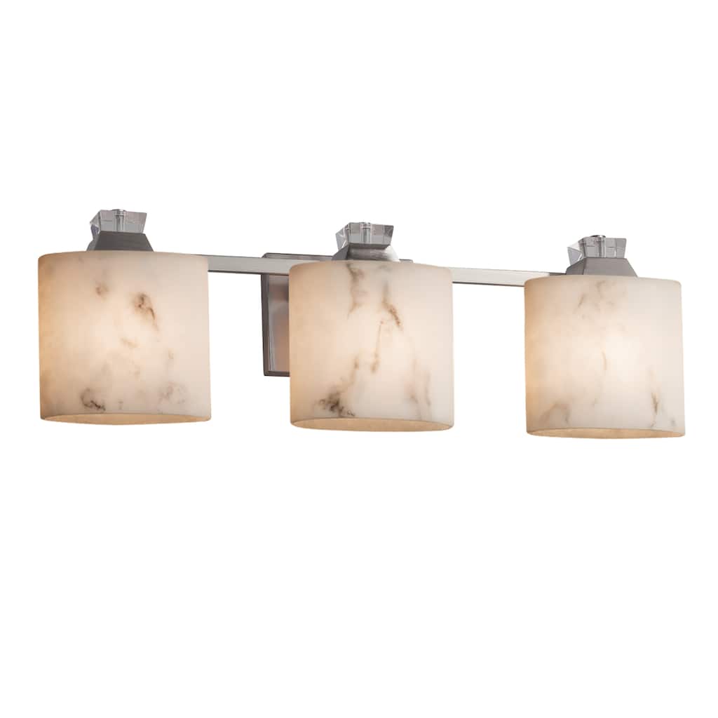 Justice Design LumenAria Ardent 3-light Brushed Nickel Bath Bar, Faux Alabaster Oval Shade