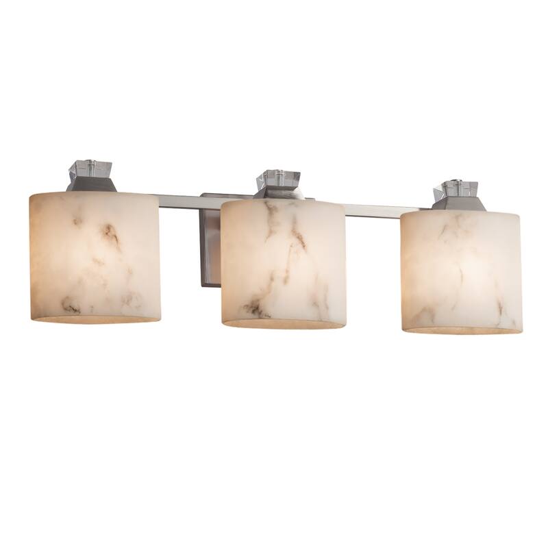 Justice Design LumenAria Ardent 3-light Brushed Nickel Bath Bar, Faux Alabaster Oval Shade