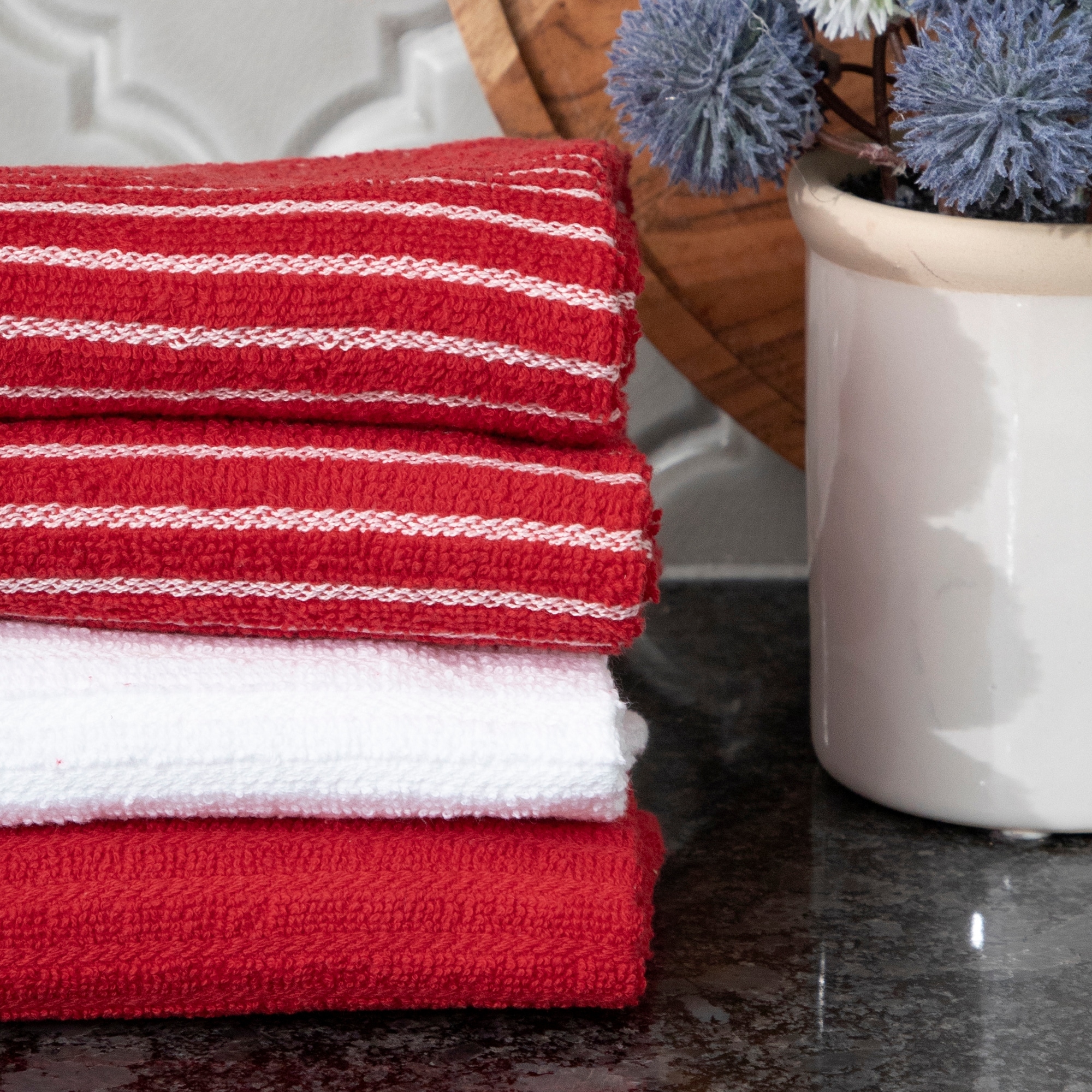 RITZ Cotton Terry Horizontal Stripe Bar Mop Kitchen Towels (Set of