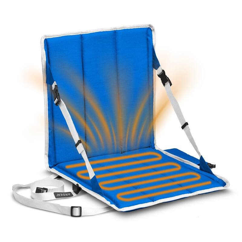 ARDEN Heated Stadium Seat, Foldable, Lightweight With Carrying Strap - Royal Blue/White