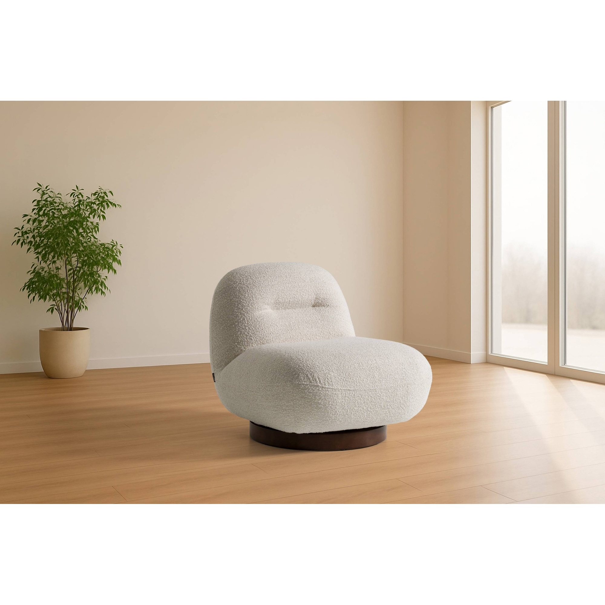 Modrest Renee Modern Cream Fabric Swivel Chair