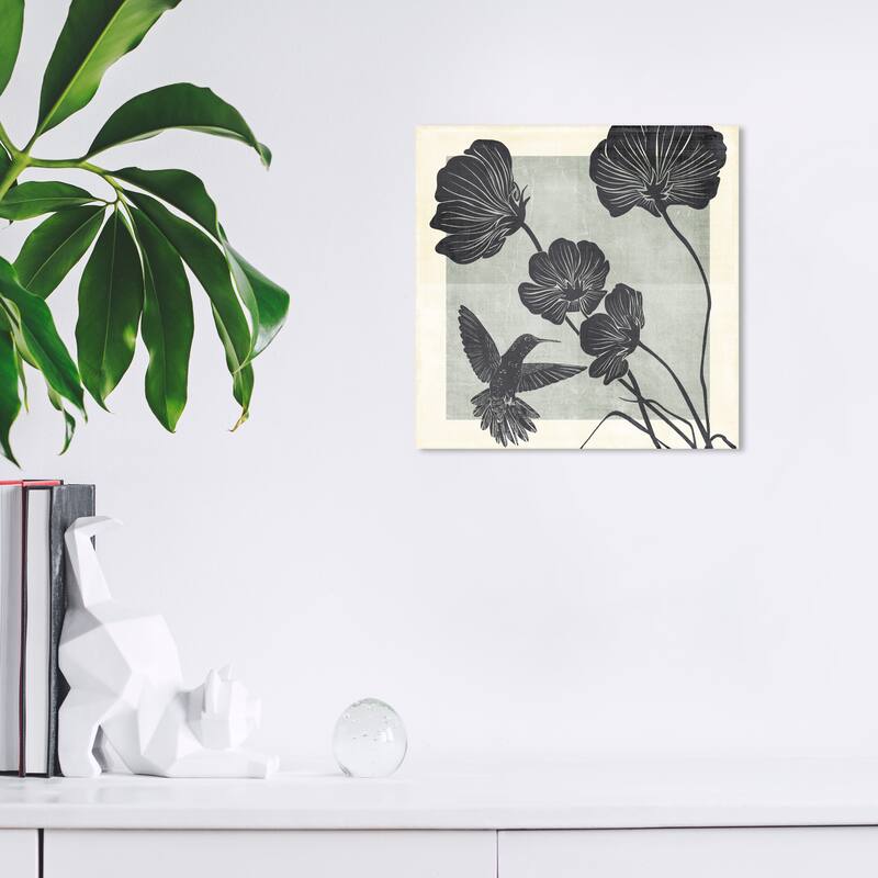Wynwood Studio Canvas Floral and Botanical Pollen of the birds Black and Pastel Black Bohemian & Eclectic Wall Art Canvas Print - 12 x 12
