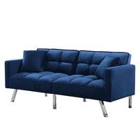Navy Blue Sleeper Loveseat w/ Reclining Sofa Accent Futon Daybed - Bed ...