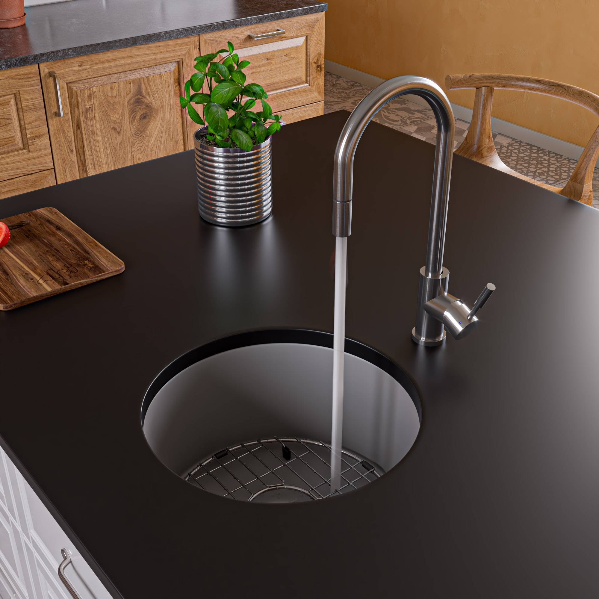Round kitchen 2025 sink and drainer