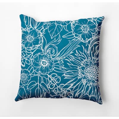 20 x 20 Inch Zentangle 4 Floral Print Outdoor Pillow