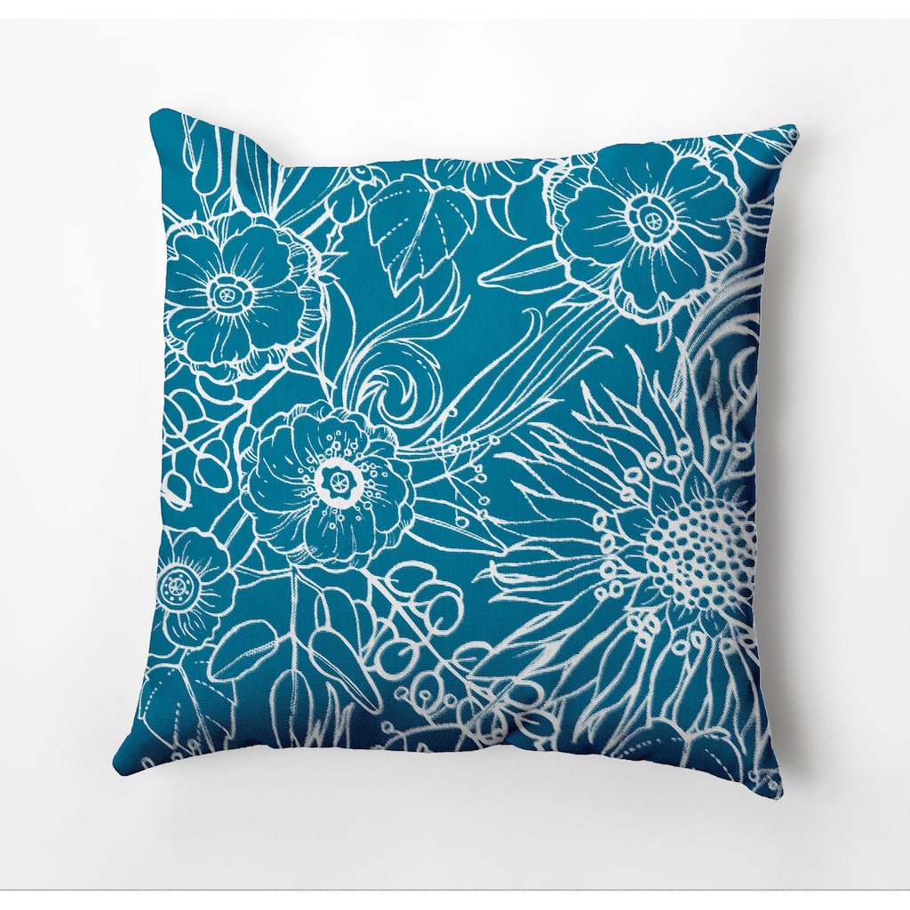 20 x 20 Inch Zentangle 4 Floral Print Outdoor Pillow