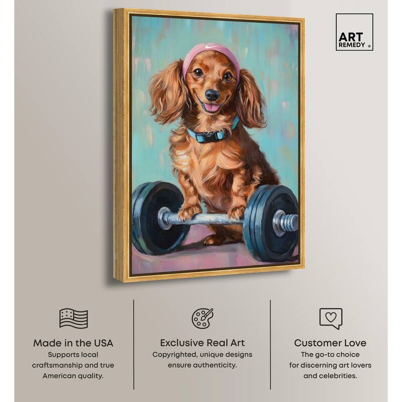 Cute Doxxie Work Out Canvas by Art Remedy