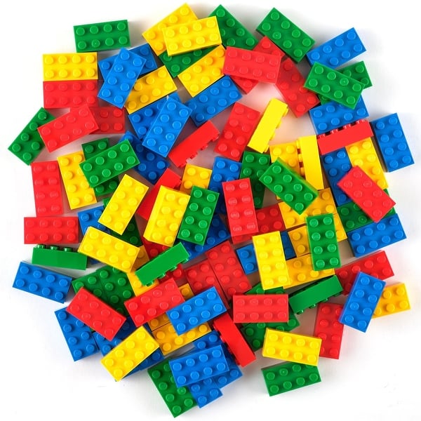 slide 2 of 6, Strictly Briks Classic Bricks Kit, Blue, Green, Red, Yellow, 96 Pieces, Compatible with Major Brick Brands Multi-Color